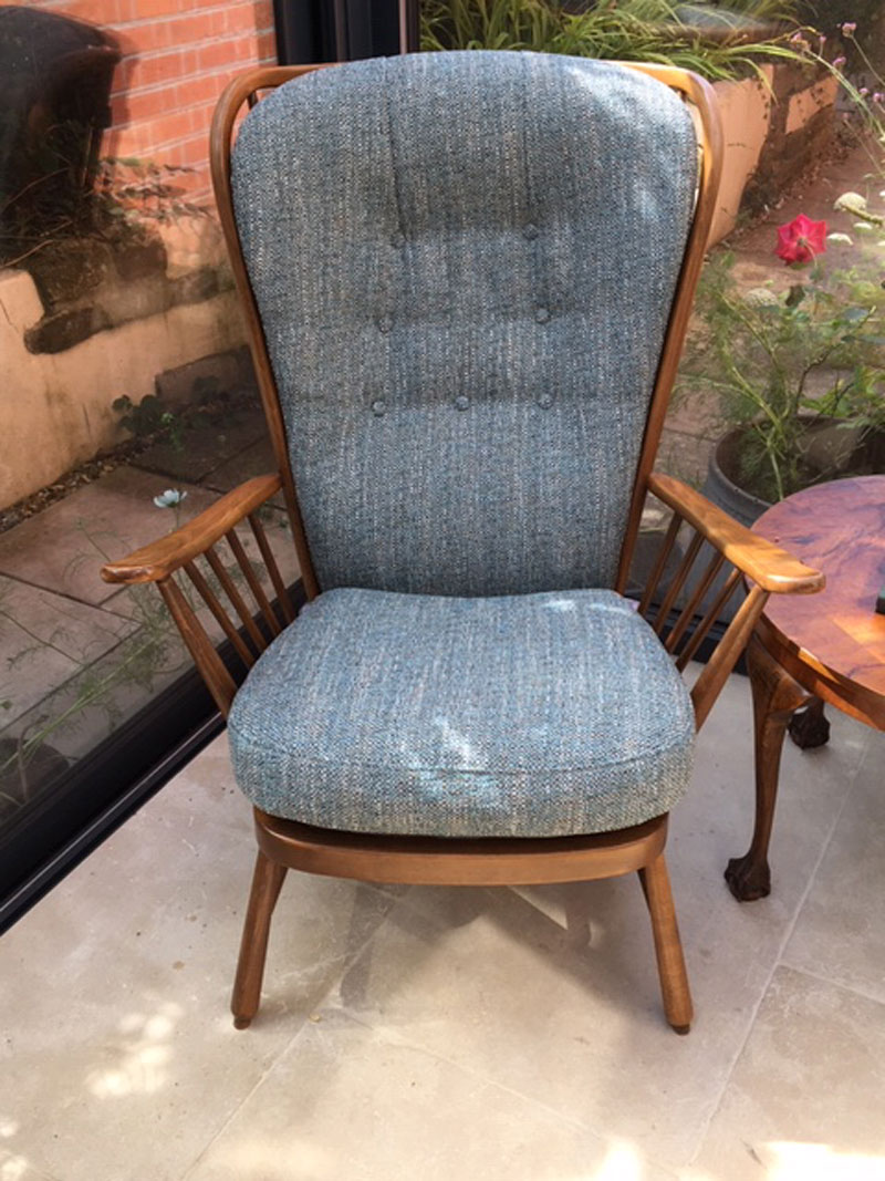 The same Ercol Chair has been transformed with new cushions