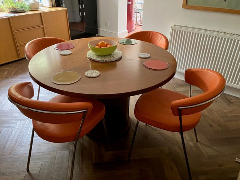 re-upholstered New York style dining chairs